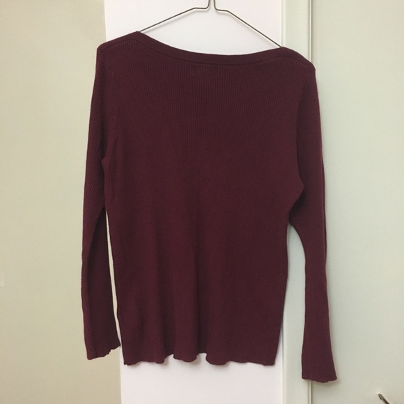 Maroon Bell Sleeve Rib Knit Sweater - Picture 2 of 5